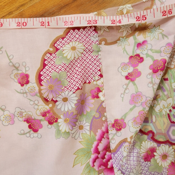 Sakurai Shoji Floral Pink Kimono Robe One Size With Belt 100% Cotton - Picture 13 of 16